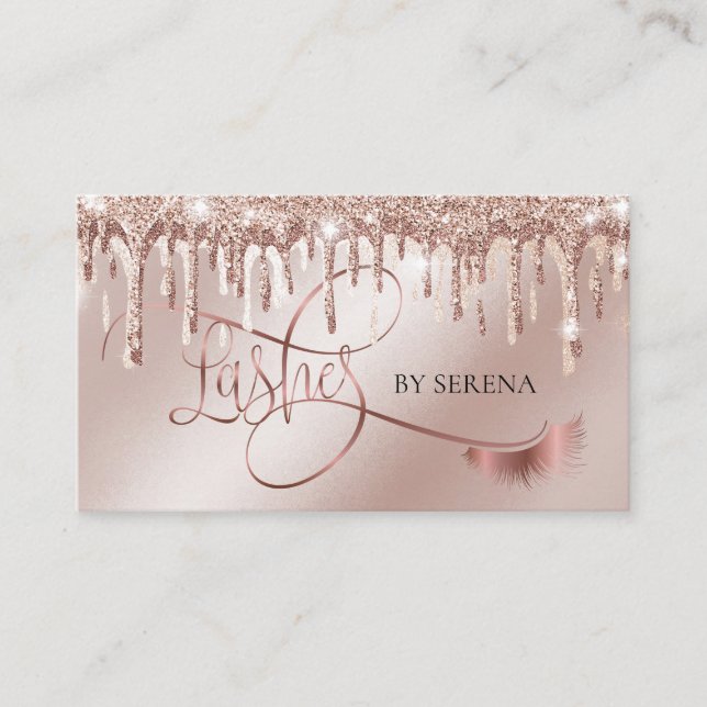 Gold Tropfen Lashes Beauty Makeup Girl Lash Visitenkarte (Vorderseite)
