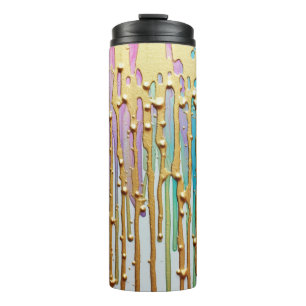 GOLD-TROPFEN-MUSTER MIT HELLEN FARBEN THERMOSBECHER