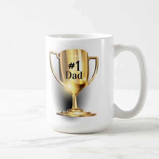 Gold Trophy #1 Dad Mom Son  Kaffeetasse (Rechts)