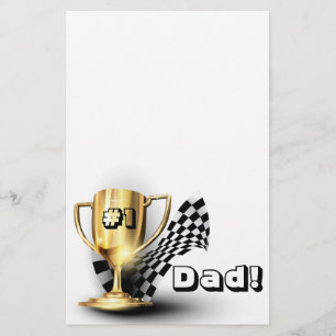 Gold Trophy NUmber One Vater Vatertag Briefpapier