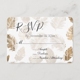 Gold Tropical Blätter Hochzeit RSVP Begleitkarte