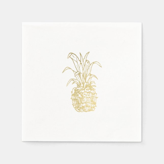 Gold Tropical Elegant Moderne Vintage Ananas Serviette (Vorderseite)