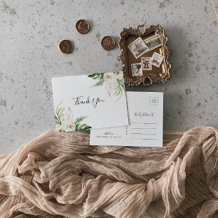 Gold Tropical Foliage Floral Vielen Dank Postcard Postkarte