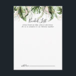 Gold Tropical Greenerity Wedding Bucket List Cards Postkarte<br><div class="desc">Diese goldgrünen Eimerkarten sind die perfekte Wahl für einen modernen Hochzeitsempfang oder ein modernes Brautparty. Das Design besteht aus handbemalten Aquarellgolden, grünen Blätter aus Palmen und Bananen mit rosafarbenen Blume, die in hübschen Bouquets angeordnet sind. Ändern Sie den Wortlaut in Anzug jedes Lebensereignisses. Das Schild der Schaufelliste wird separat verkauft....</div>