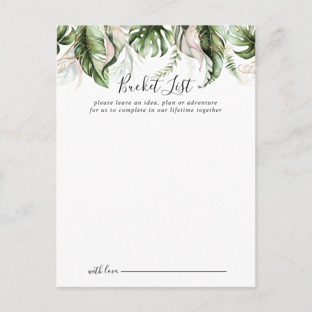 Gold Tropical Greenerity Wedding Bucket List Cards Postkarte (Vorderseite)