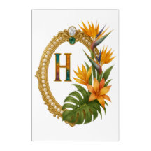 Gold Tropical Monogram Buchstabe H Luxus