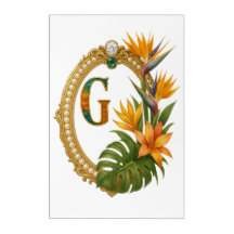 Gold Tropical Monogramm Buchstabe G Luxus