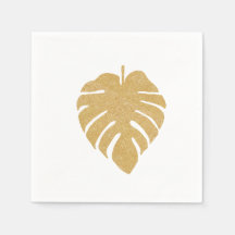 Gold Tropical Monstera Leaf Napkin