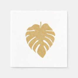 Gold Tropical Monstera Leaf Napkin Serviette