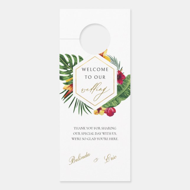 Gold Tropical Wedding Door Hanger Türanhänger (Vorderseite)