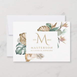 Gold Tropics Monogram Vielen Dank Dankeskarte