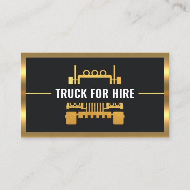 Gold Truck Border Rahmen Trucker Visitenkarte (Vorderseite)