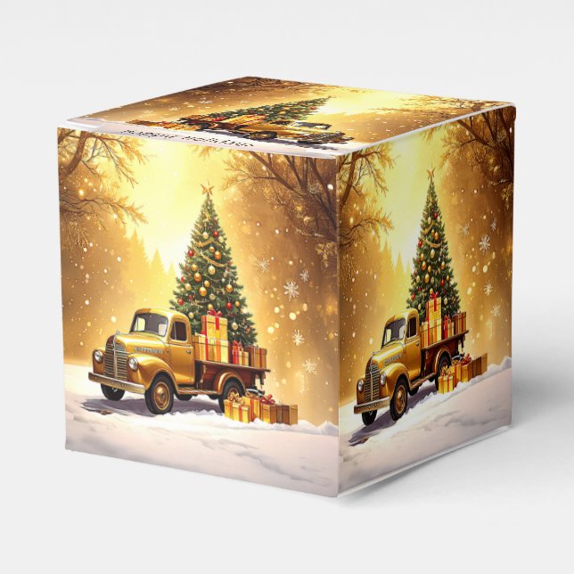 Gold Truck Weihnachtsbaum Holiday Favor Box Geschenkschachtel (Vorderseite)