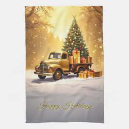 Gold Truck Weihnachtsbaum Holiday Küche Handtuch