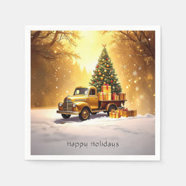 Gold Truck Weihnachtsbaum Holiday Napkin Serviette