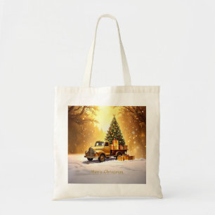 Gold Truck Weihnachtsbaum Holiday Tote Tag Tragetasche