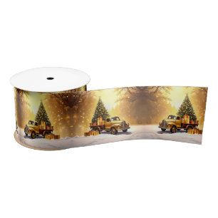 Gold Truck Weihnachtsbaum Satin Ribbon Satinband