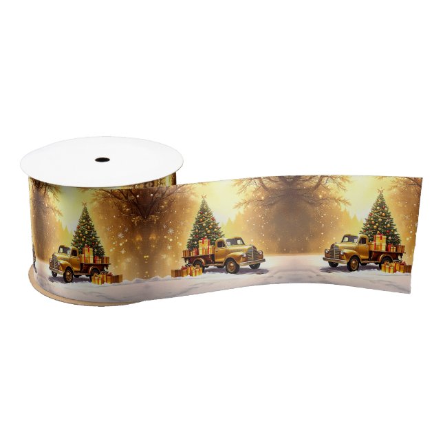 Gold Truck Weihnachtsbaum Satin Ribbon Satinband (Spule)