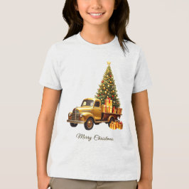 Gold Truck Weihnachtsbaum Urlaub Tri-Blend Shirt