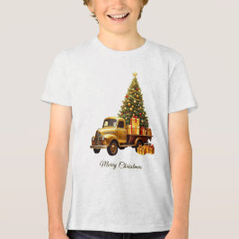 Gold Truck Weihnachtsbaum Urlaub Tri-Blend Shirt
