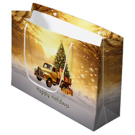 Gold Truck Weihnachtsbaum Weihnachtsgeschenk Tasch Große Geschenktüte