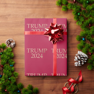 Gold Trump 2024 auf Red Geschenkpapier