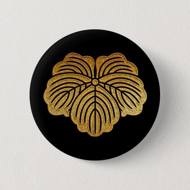 Gold Tsuta Kamon Button (Vorderseite)