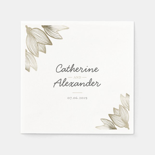 Gold Tulip Blüten | Personalisierte Hochzeit Serviette (Vorderseite)