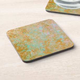 Gold & Türkis Blue Patina Alkohol Alkohol Tinte Ab Getränkeuntersetzer