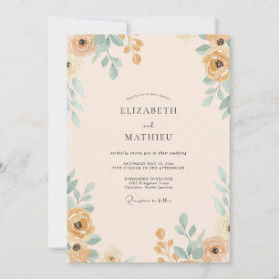 Gold Türkis Gemalte Hochzeit Einladung
