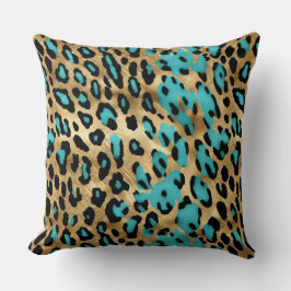 Gold Türkis Leopard Print Kissen