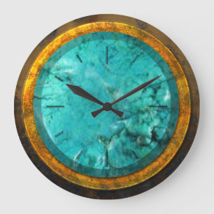 Gold & Turquoise 1 Wall Clocks Große Wanduhr