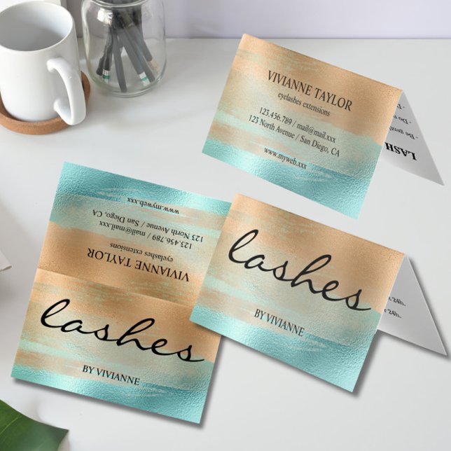 Gold Turquoise Lashes Business Card Visitenkarten (Von Creator hochgeladen)