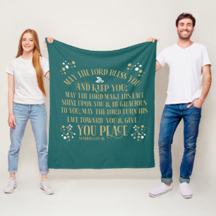 Gold Turquoise Segen Numbers Scripting Gebet Fleecedecke