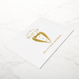 Gold Tuxedo Anzug Personalisierter Trauzeuge Vorsc Folieneinladung