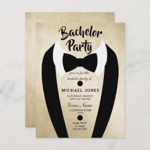 Gold Tuxedo Bow Krawatte Bachelor Party Einladung