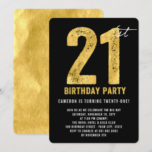 Gold Twenty One Modern 21. Geburtstagseinladung Einladung
