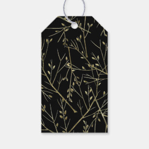Gold Twigs auf schwarz Geschenkanhänger