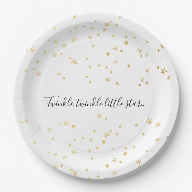 Gold Twinkle Little Star Baby Duschpapier Teller (Vorderseite)