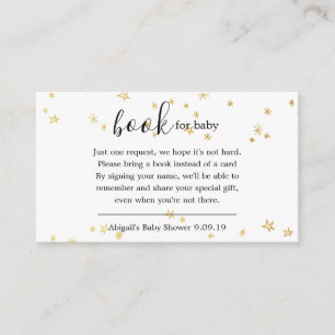 Gold Twinkle Little Star Book Request Baby Dusche Begleitkarte