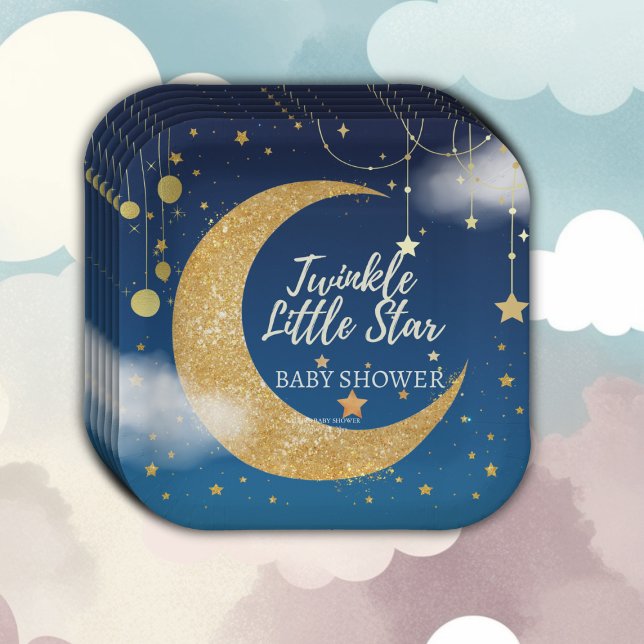 Gold Twinkle Little Star Dreamy Baby Dusche Pappteller (Von Creator hochgeladen)