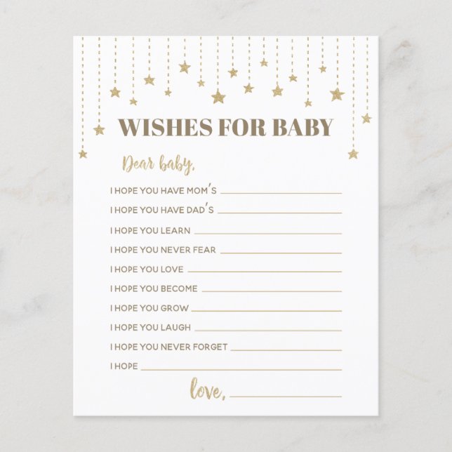 Gold Twinkle Little Star Dusche Wünsche für Baby (Vorderseite)