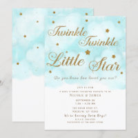 Gold Twinkle Stars & Blue Sky Clouds Baby Dusche
