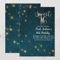 Gold Twinkle Stars Celestial Sky Sweet 16 Party