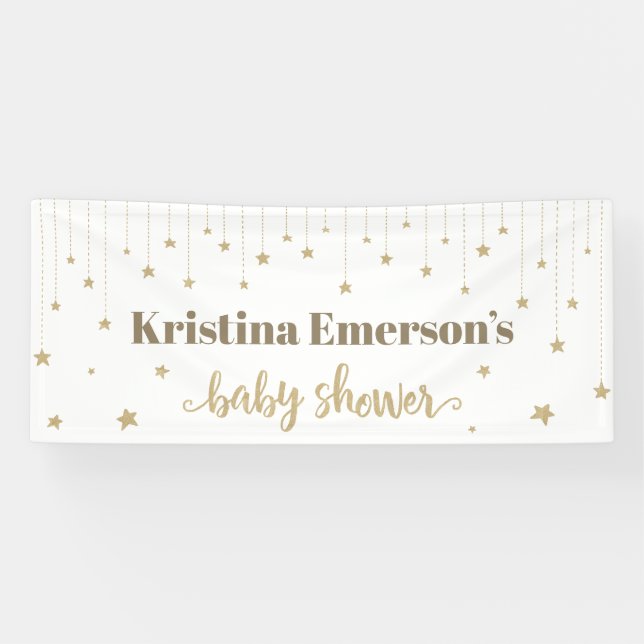 Gold Twinkle Twinkle Little Star Baby Dusche Banner (Horizontal)