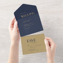 Gold Type Deco | Dunkelblaue Hochzeit