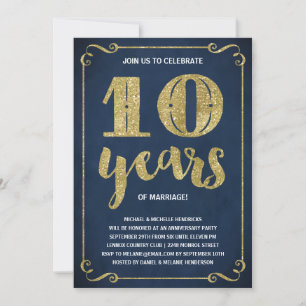 Gold-Typografie Faux-Folie 10. Jubiläum Einladung