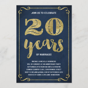 Gold-Typografie   Faux-Folie 20. Jubiläum Einladung