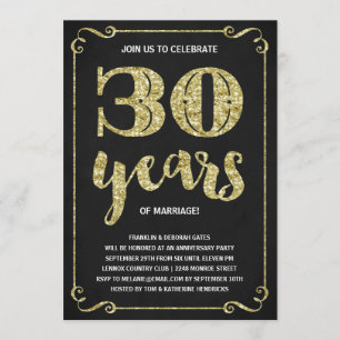 Gold-Typografie Faux-Folie 30. Jubiläum Einladung