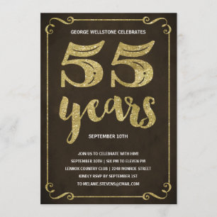 Gold-Typografie Faux-Folie 55. Geburtstagsfeier Einladung